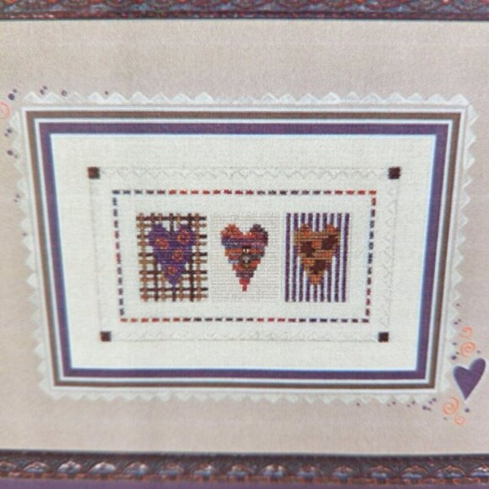 Tri Love Fall Cross Stitch Kit Fabric Fibers Silk Charm Autumn Hearts Fall‎ New